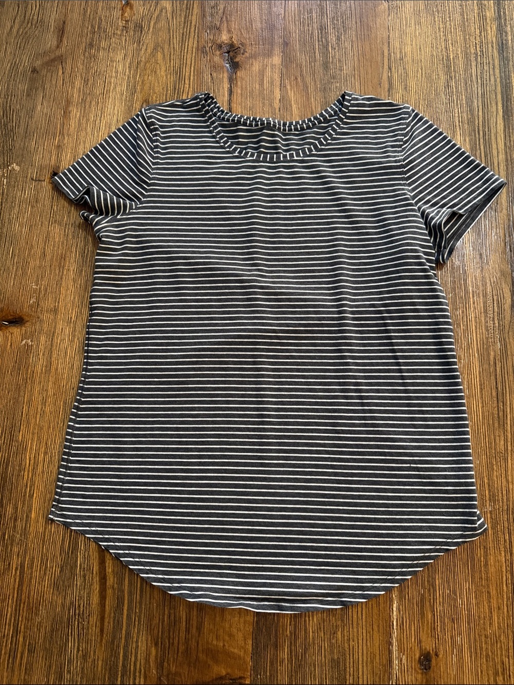 lululemon athletica Black & White Striped Scoop Neck Short Sleeve Top